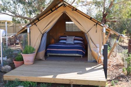 Inside glamping tent at Outback Astronomy